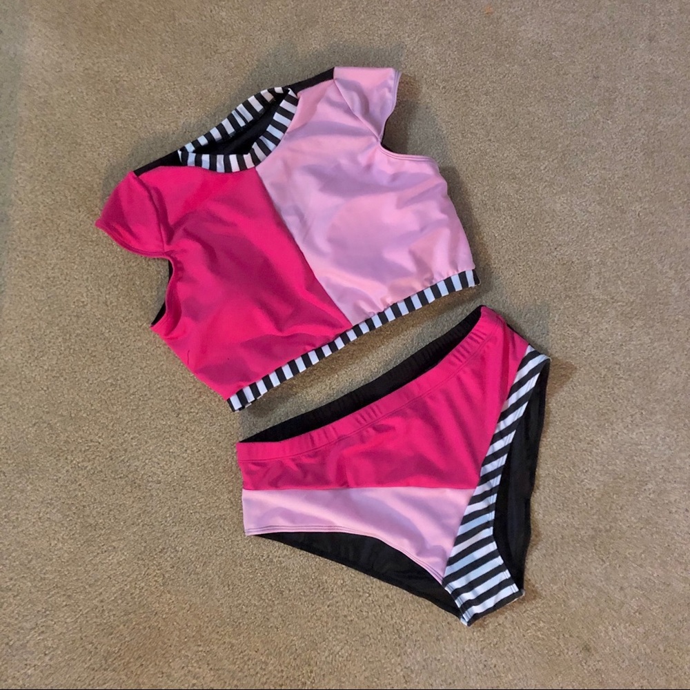 NWT 2X 🥳HP WIN 🏆 Curvy pink petal pink and fuscia crop plus bikini high waist - Picture 5 of 9
